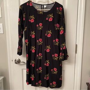 Old Navy Women’s Medium Black Floral Dress Pink Flowers M